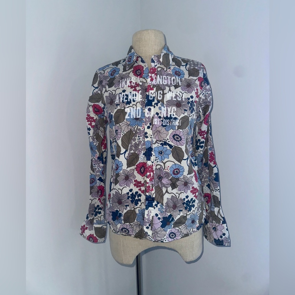 IKKS: Floral Kids Shirt - Blue, Pink, Brown